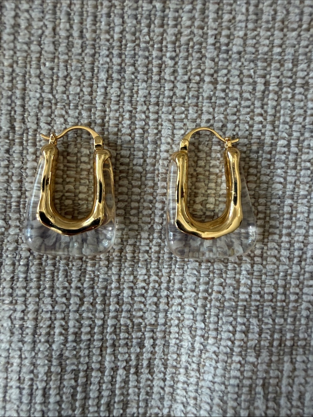 Gold & Clear Hoop Drop Earrings - Modern Women’s Jewelry